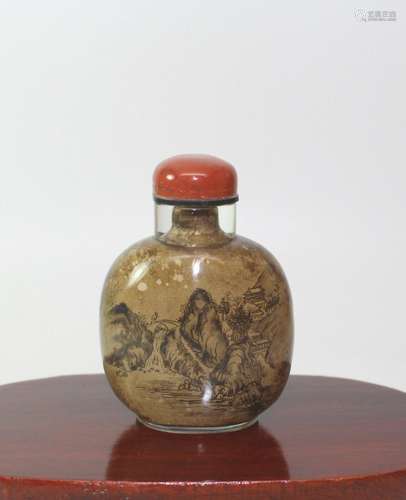 Finely Antique Interior Painted Glass Snuff Bottle, China, L...