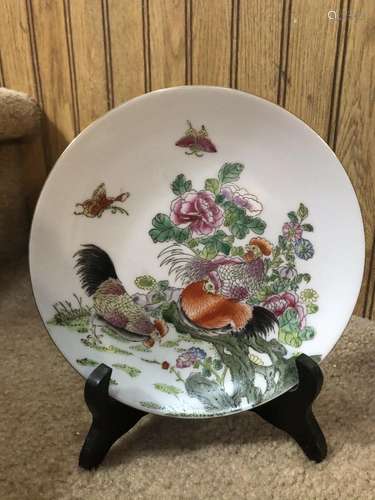 Chinese Antique Porcelain Plate with Rooster & Peony in ...