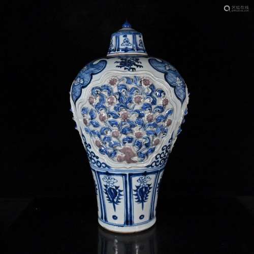 Generation of blue and white youligong pinch flower carving ...