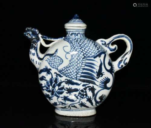 Generation of blue and white crested flat pot x24cm 22.5 500