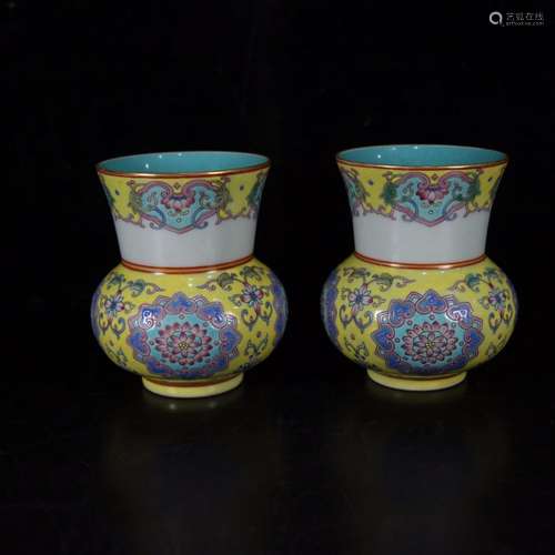 Colored enamel gold flower vase with flowers10 * 10 cm2400