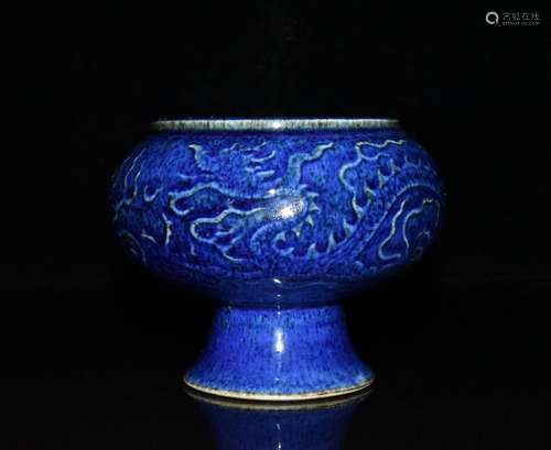 Generation of ji blue glaze carving dragons and phoenixes gr...