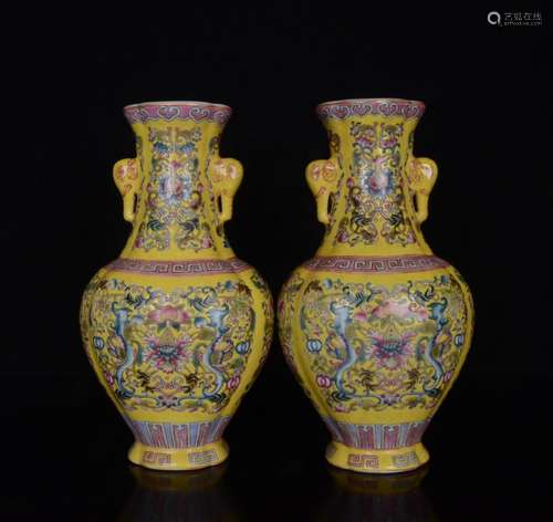 Long with the colored enamel flower therefore dragon pair;25...