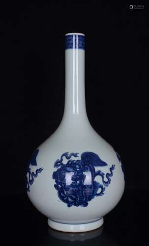 Blue and white fortunes lion ZiWen flask;37 x21;7470021008 H...