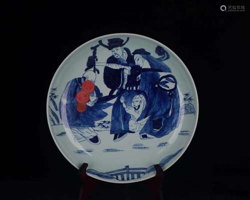 Blue and white fu lu shou the market 1500 6.4 * 39.9 cm high