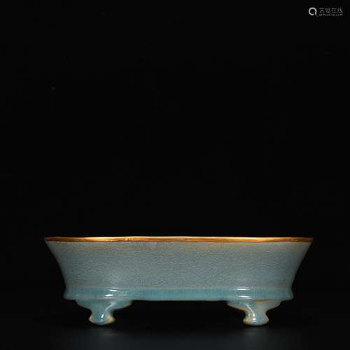 Your kiln Cui glaze narcissus basin gold buckle7 cm high 23....