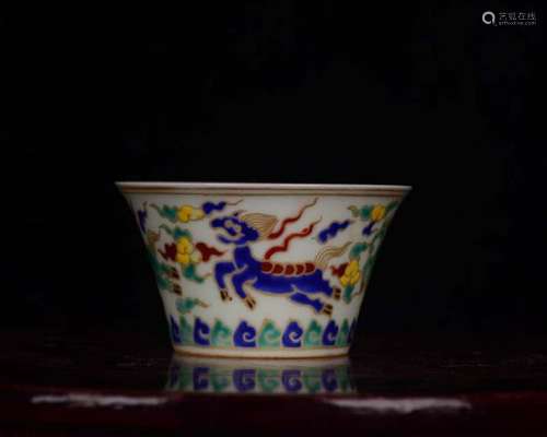 Chenghua colored enamel blue-greens real benevolent sea mons...