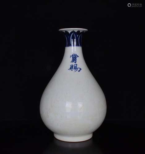 Blue and white egg white glazed carved lotus yang play rewar...