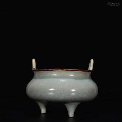 Your kiln azure glaze three foot ears with copper furnace mo...