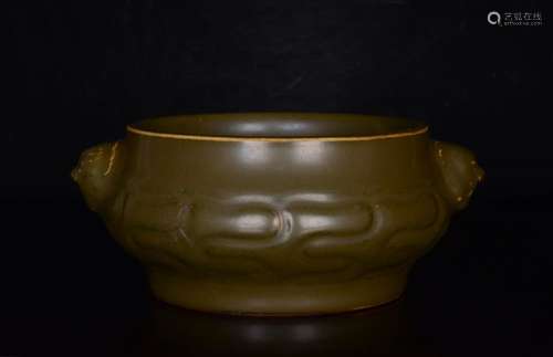 At the end of the tea glaze beast ear censer;6.5 x15.5;83700...