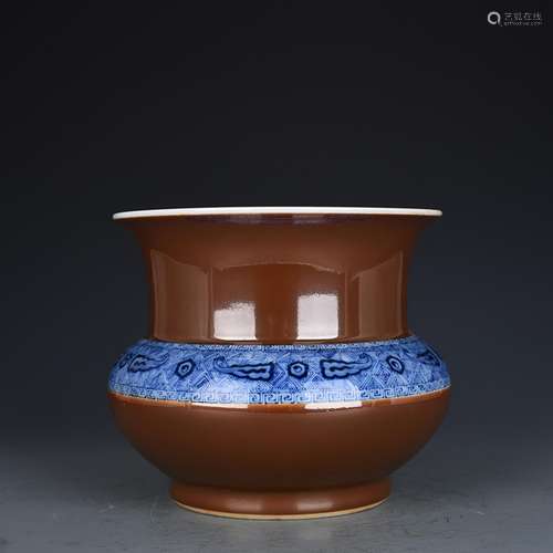 Blue and white gluttonous grain zijin glaze slag bucket 20 x...