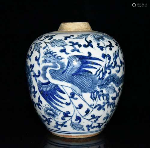 Blue and white grain peony pot 15 x13. 5 cm. 500