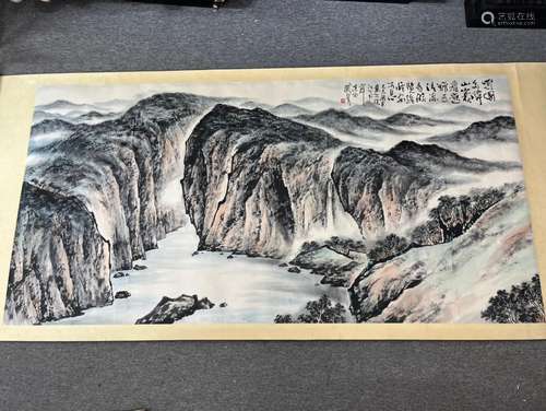 Guan shanyue, horizontal batch scenic central scroll sizes o...