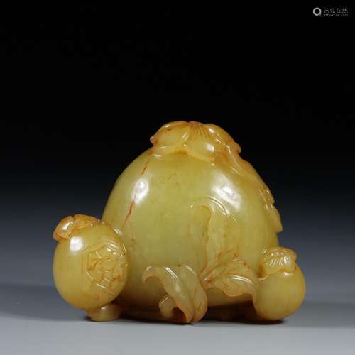 Hetian jade Huang Yufu lu in both the pomegranate.7 cm long,...