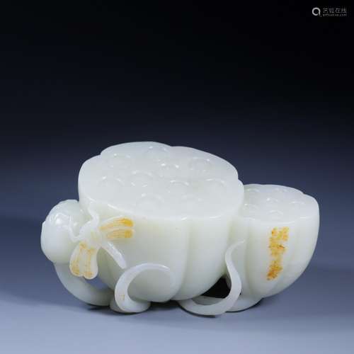 Hetian jade lotus root furnishing articles12 cm long, 5.8 cm...