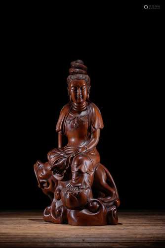 Lobular boxwood sitting guanyin, 16 wide 11 high 29 cm long