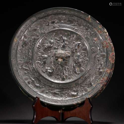 Round mirror, bronze benevolent grapes.Specification: diamet...