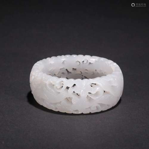 Hetian jade seed makings is hollow-out the phoenix bangles.S...