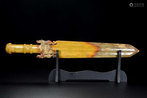 Furnishing articles, hetian jade sword, fine jade oil moiste...