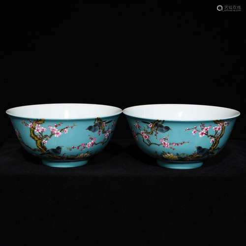 A hoard of glaze enamel magpie MeiWen bowl, high caliber 14....