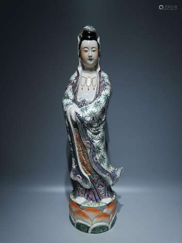 Fujian guildhall, pastel bamboo stand guanyin, high: 60 cm, ...