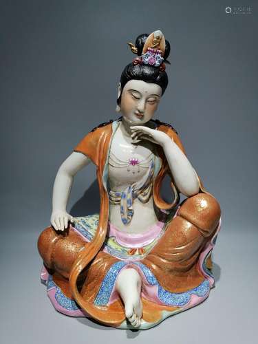 Red paint passionflower meditation guanyin, pastel alum, hig...