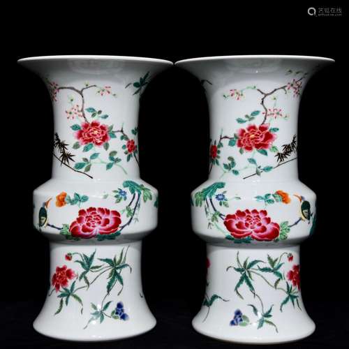 Powder enamel grain flower vase with high 32.8 diameter of 1...