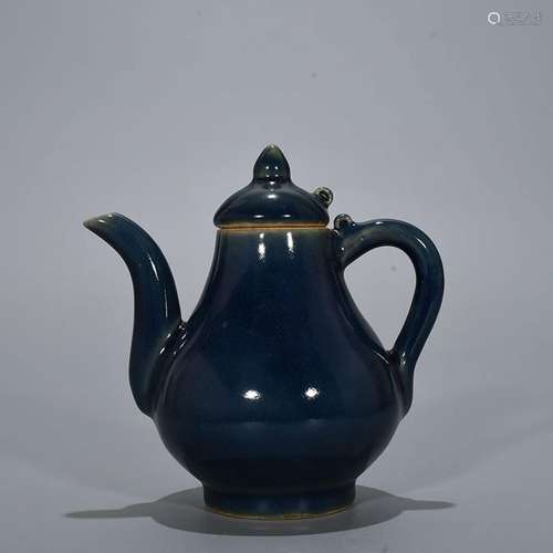 The blue glaze pear-shaped pot of 11 * 13 cm