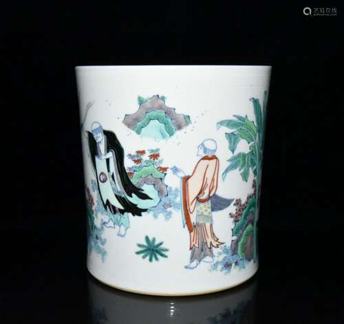 About stories of colorful brush pot x20.2 21.5 cm