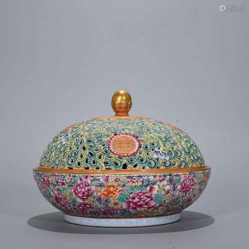 Enamel Mosaic gold flower to hollow out cover box of fruit l...