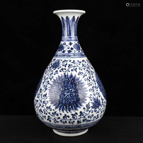 Blue and white chrysanthemums grain okho spring bottle35 cm ...