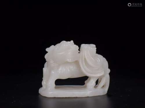 : hetian jade kirin book furnishing articlesSize: 7.7 cm wid...