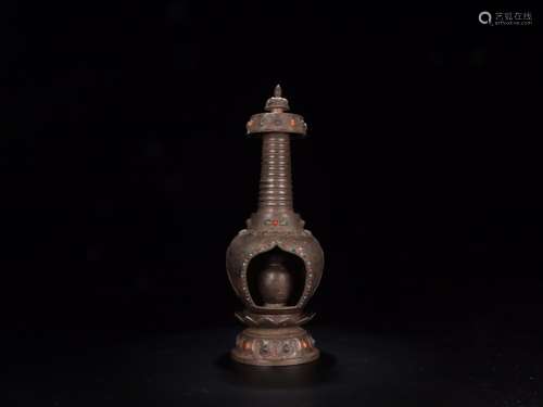 : silver stupasSarira tank size: 3.2 cm high 6.6 cm in diame...