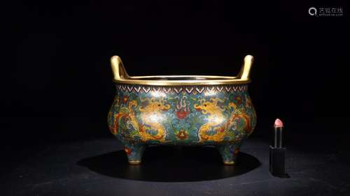 : jintong, cloisonne dragon pearl incense burnerSize: diamet...