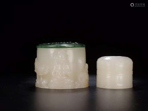 : hetian jade guan Yin BanZhi box of a setSize: 5.4 cm high ...