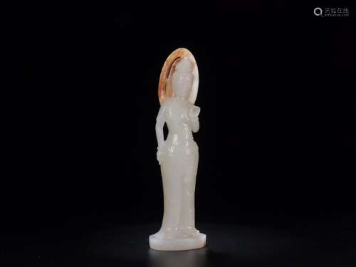 : stand like hetian jade goddess of mercySize: 5.8 cm wide a...