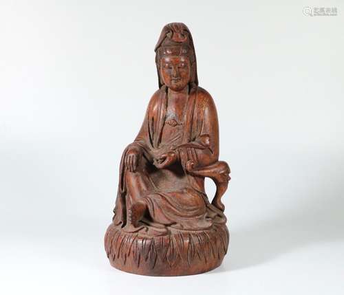 Bamboo gendiao ruyi guanyin caveSize: 26 cm tall.Guanyin cav...