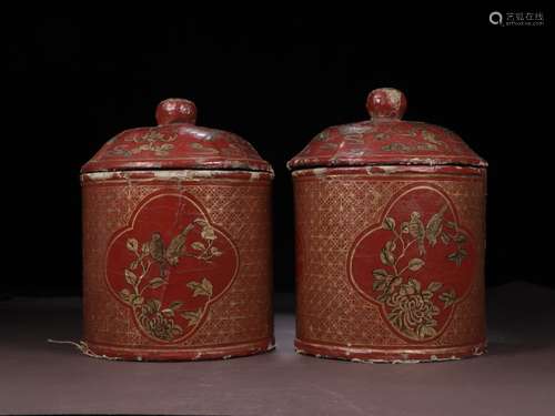 :lacquer painting of flowers and grain tank of a coupleSize:...