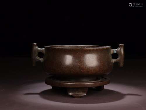 : jintong halberd ear incense burner, copperSize: about 12 c...