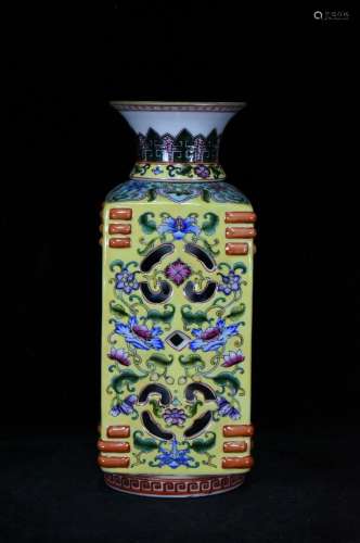 Colored enamel paint flowers carved hollow out the revolving...
