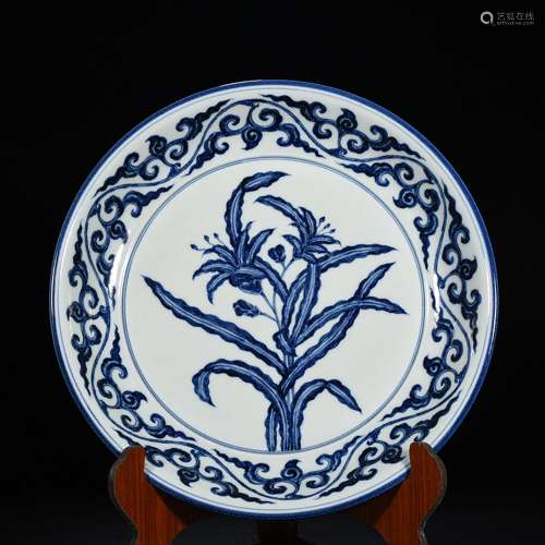 Blue and white day lilies tray 7.5 cm * 45, 3000