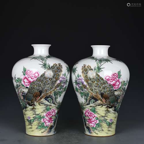 Pastel peacock peony plum bottle antique antique ancient por...