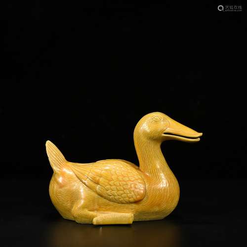 Jiao yellow glaze collectables - autograph duck 13 cm * 7, 1...