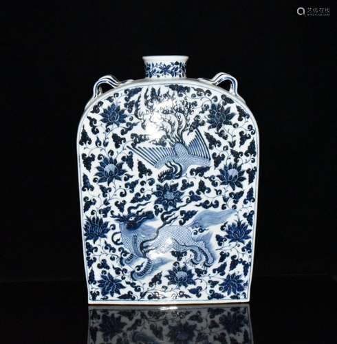 Generation of blue and white kylin grain ears flat bottles o...