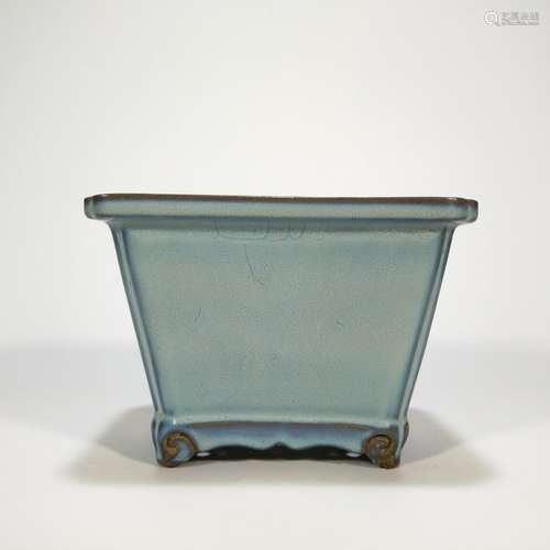 Sky blue glaze masterpieces square flowerpot15 * 21.5 cm1500