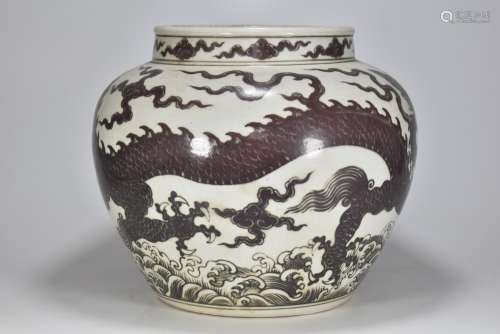 Youligong glaze dragon tank30 cm high 35 cm in diameterA pat...