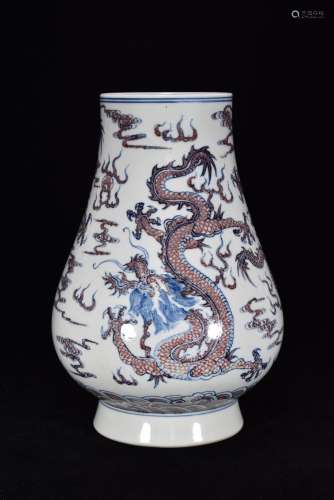 Blue and white youligong glaze porcelain dragon statue31 cm ...