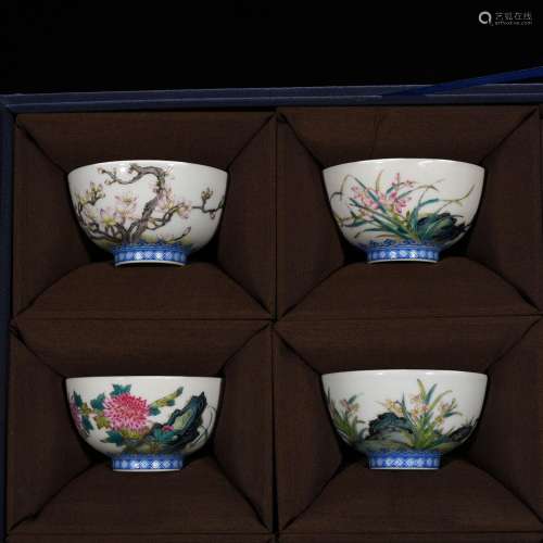 Twelve flora colored enamel cup 3.8 * 7.2 cm