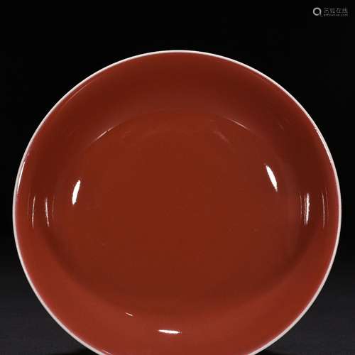 Nine years with the red glaze plate of 4.5 * 19 cm