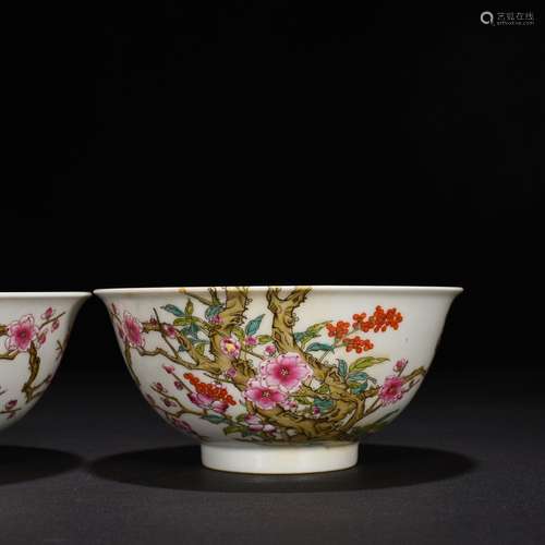 Pastel flowers green-splashed bowls had branches 7 * 15 cm